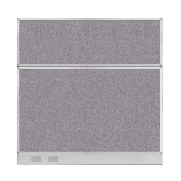Hush Panel Configurable Cubicle Partition 6' x 6' Cloud Gray Fabric w/ Cable Channel